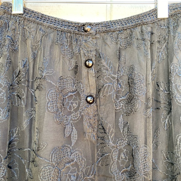 Vintage Deadstock 1980s-90s Black Whimsigoth Dark Fairy Lacy Skirt - Picture 6 of 8